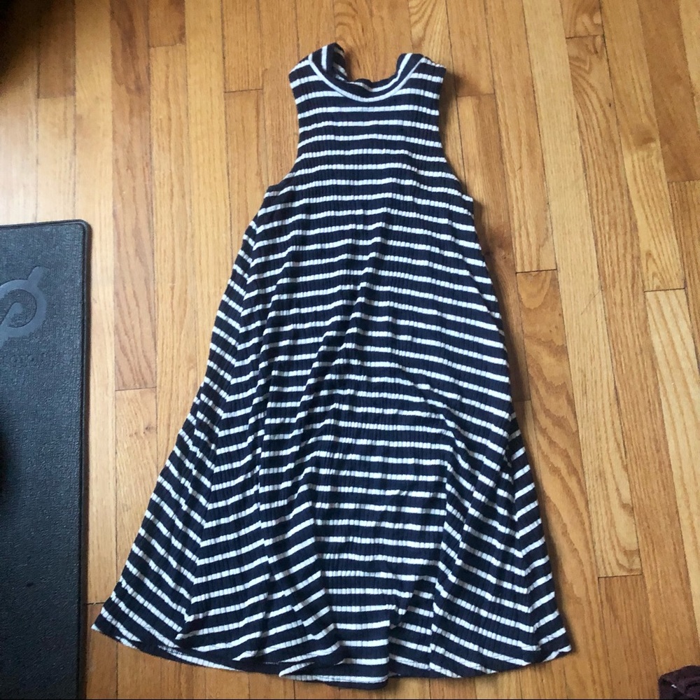 HOLLISTER \ Rib Navy Blue White Stripe Swingy Mock Neck Dress Small